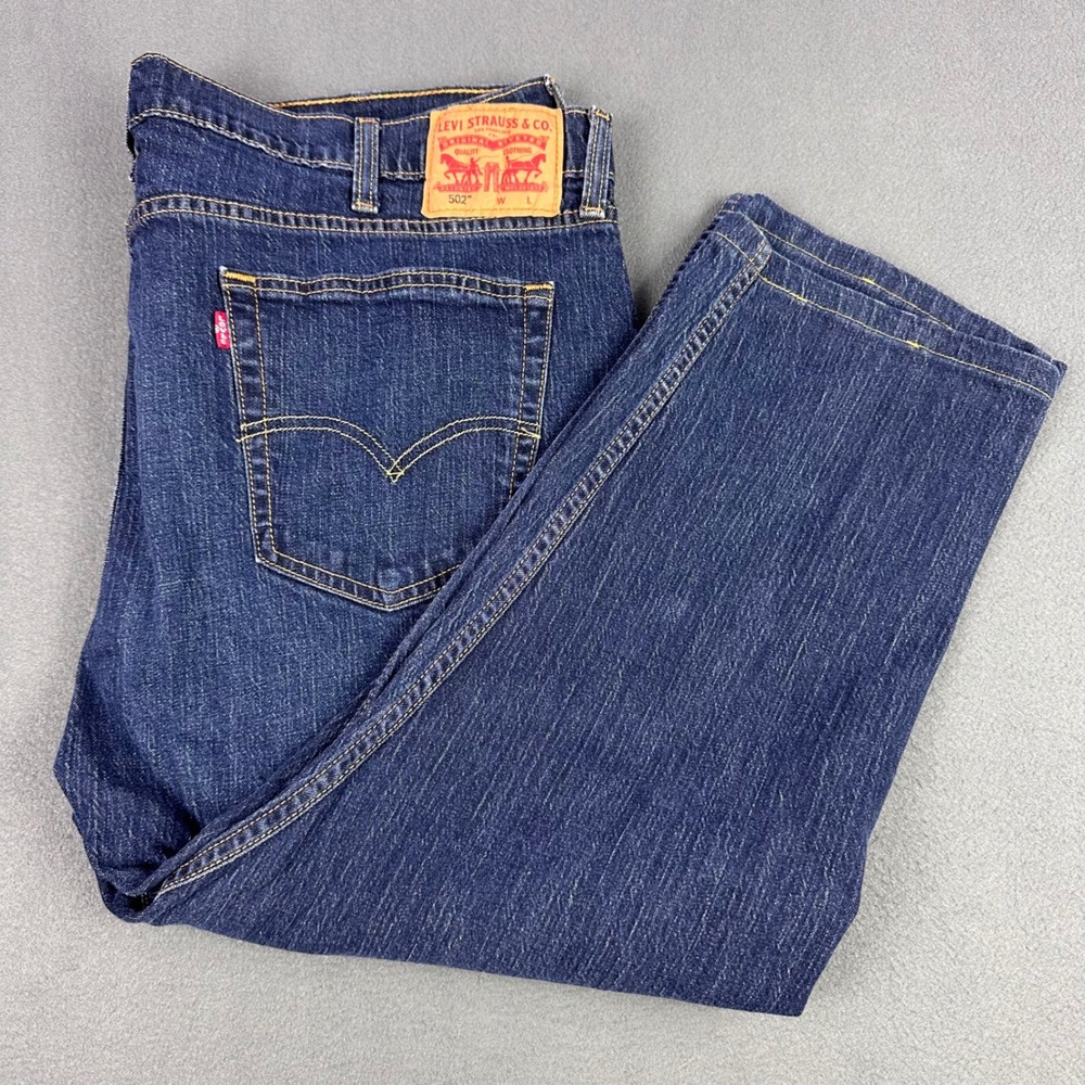 Levis 502 Tapered Regular Fit Jeans Mens 44x30 Dark Wash Indigo 59684-0132